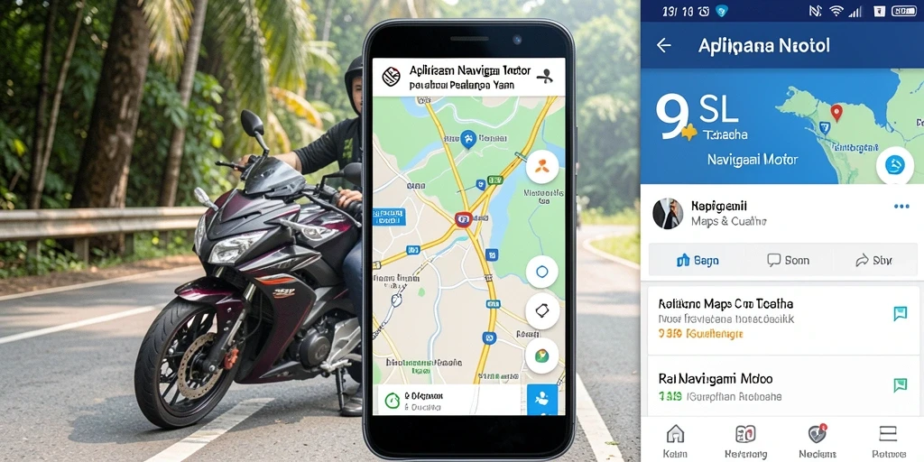 Antarmuka aplikasi 9SL yang sederhana dan informatif saat navigasi motor.