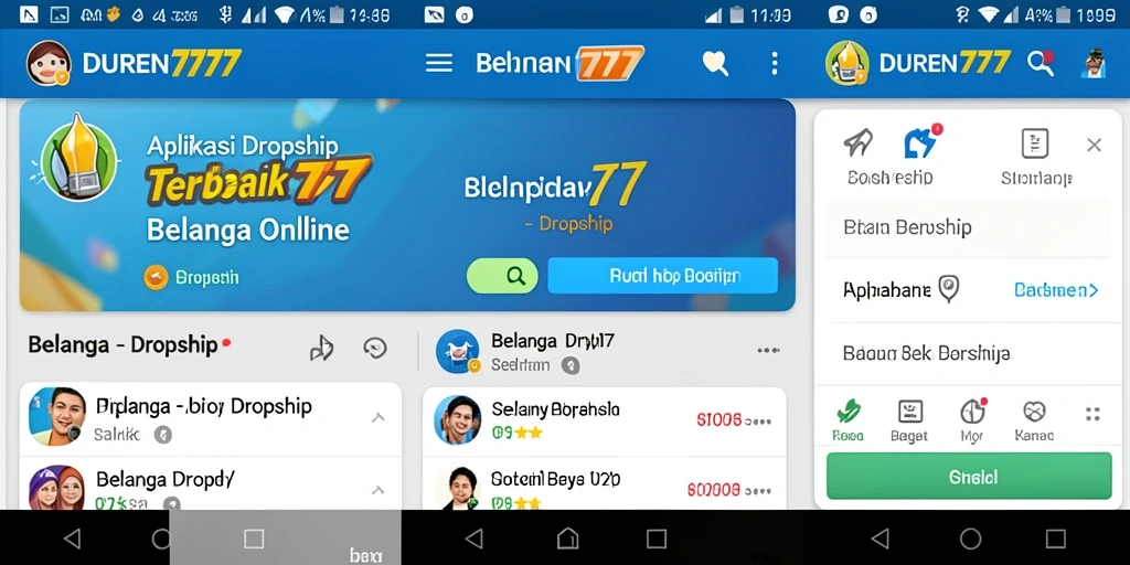 Tampilan antarmuka aplikasi DUREN777 untuk dropship yang user-friendly.