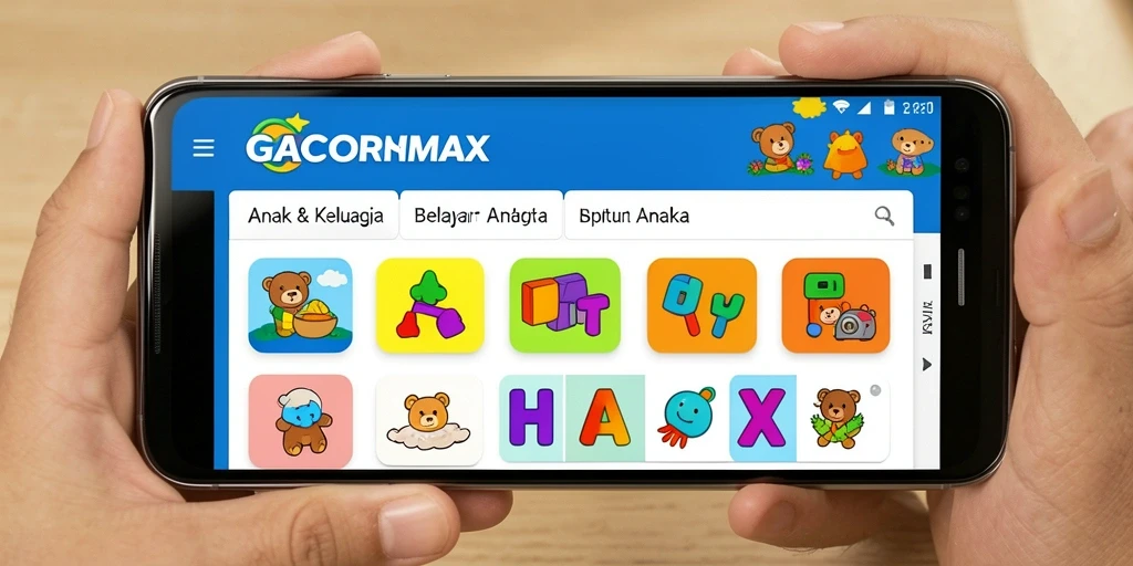 Antarmuka GACORMAX yang menarik untuk belajar huruf dan angka.