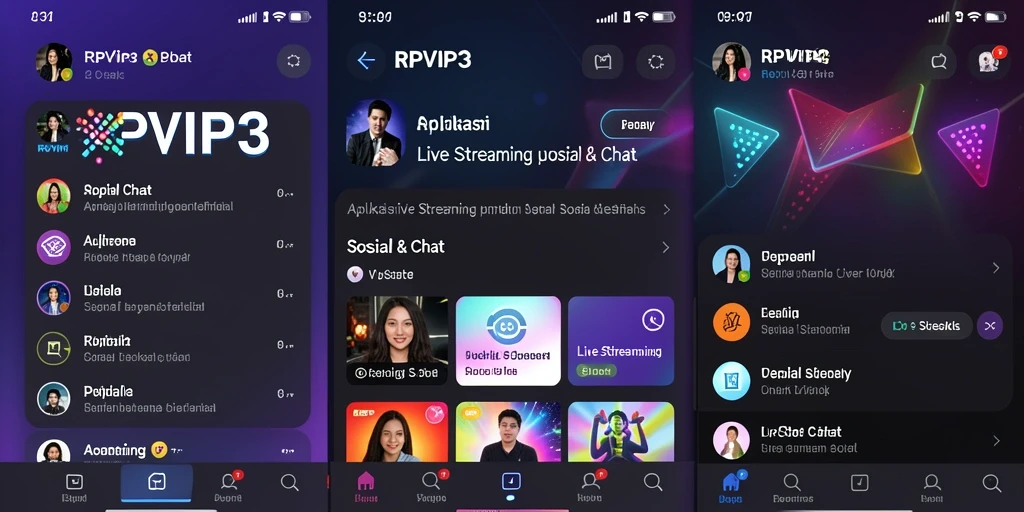 Antarmuka RPVIP3 menampilkan fitur Live Streaming yang menarik.