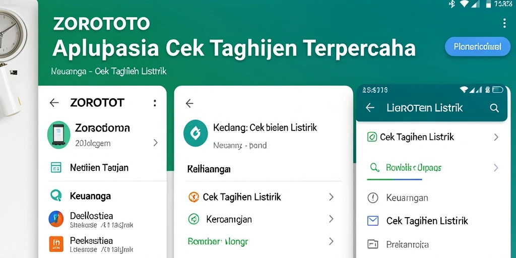 Tampilan utama ZOROTOTO yang menampilkan informasi tagihan listrik.