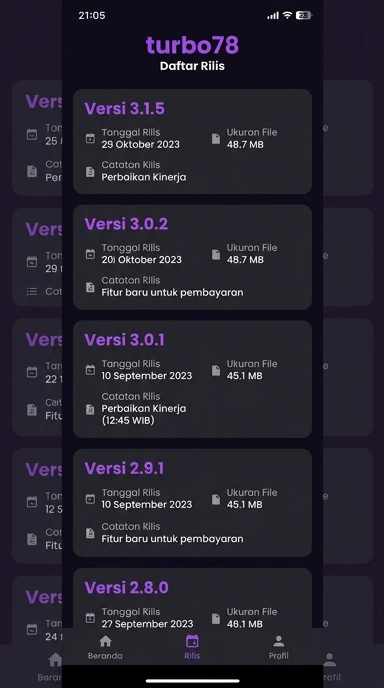 Riwayat Versi turbo78 untuk Pengguna Android